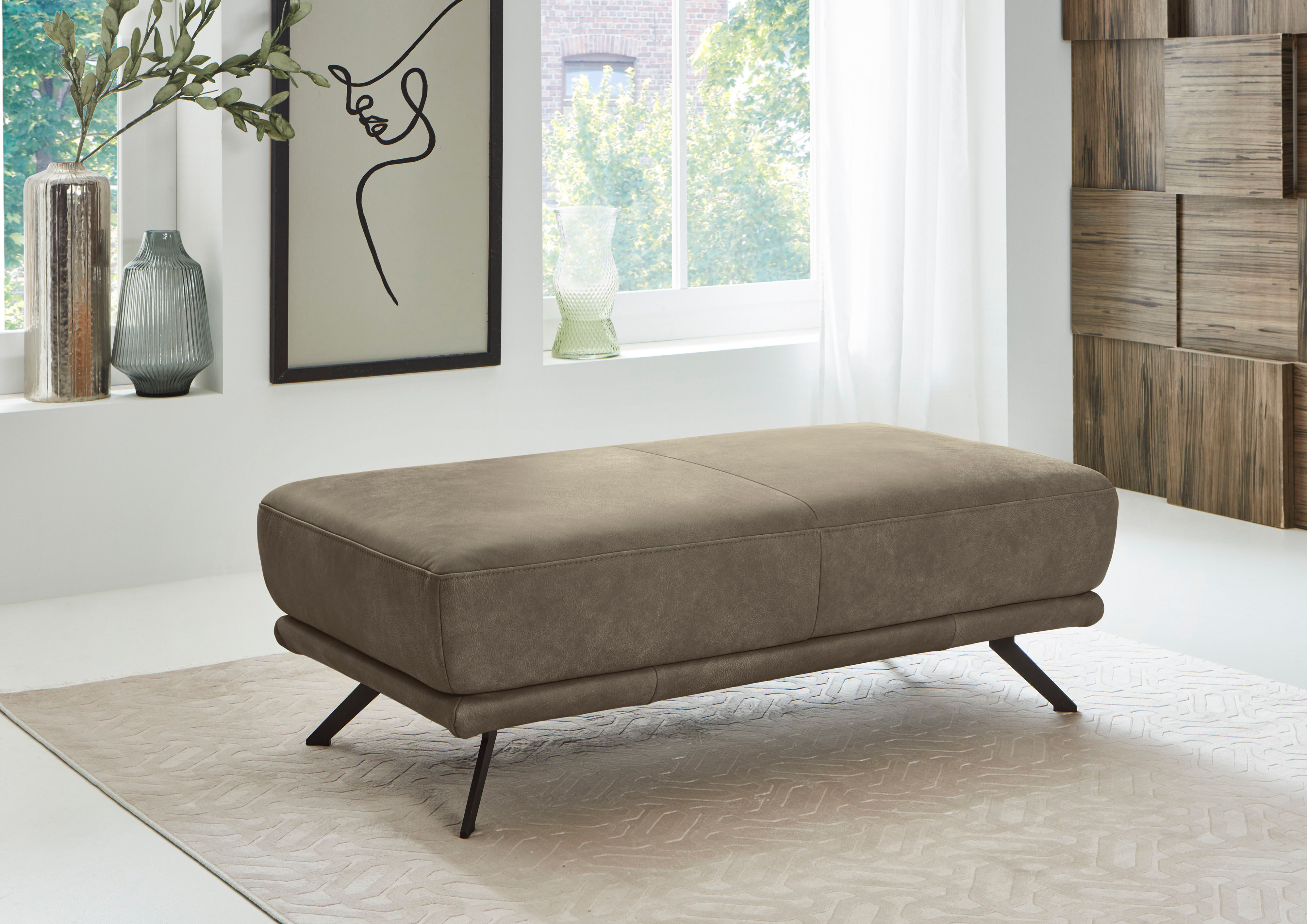 Hocker DIE PLANBAR "PN-EM22041", grau (alu), B:133cm H:45cm T:72cm, Hocker, Hocker, hochwertige Kaltschaumpolsterung, stylische Metallfüße
