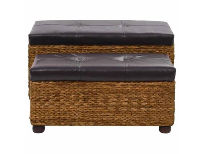HBBMGYD Sitzbank-Set, 2 Stück, Wasserhyazinthe, Braun Stauraum, Kissen, Holzbeine, rustikal, natürlich, 2 Größen, 110 kg pro Sitz