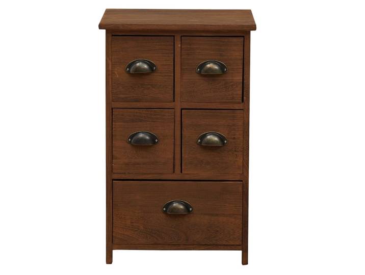 Commode vintage avec 5 tiroirs en bois marron