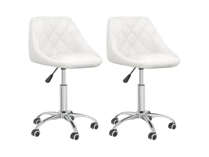 Fisinber Esszimmerstühle 2er Set Drehbar Höhenverstellbar Weiß Flexibel einsetzbar im Arbeitszimmer und Wohnbereich mit leichtgängigen Rollen und stufenloser Anpassung.