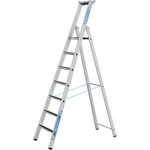 Zarges Stehleiter R13Step S, 41640, mit Plattform, aus eloxiertem Aluminium, bis 150kg, mit 7 R13-Stufen