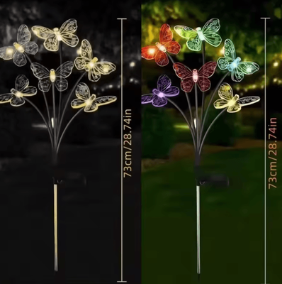 Inspire Curations 6 Head Solar Butterfly Garden Lights LED Outdoor Decorative Stake Light 1 Warm And 1 Color