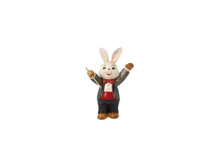 Osterhase GOEBEL genialer Dirigent , bunt, B:4,5cm H:8cm T:5,5cm, Steingut, Dekofiguren, Osterhase