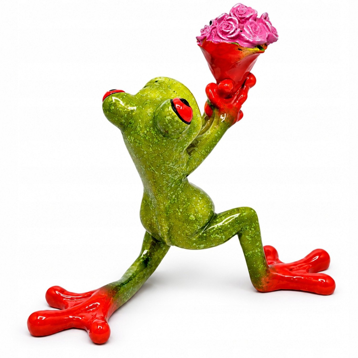 Romantische Kikker met Rozenboeket Decoratie - 12 cm