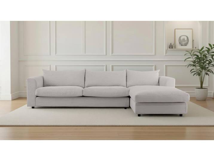 Ecksofa, Grau, 297x186 cm, 100% Polyester, Recamiere Rechts, Modern, LeGer