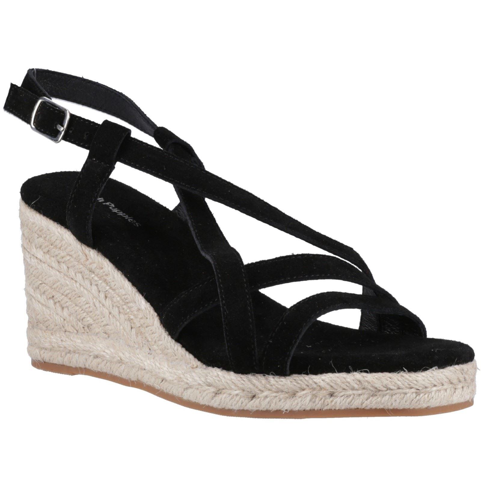Hush Puppies Jenny Espadrille Keilabsatz Wildleder Damen Schwarz Wedges