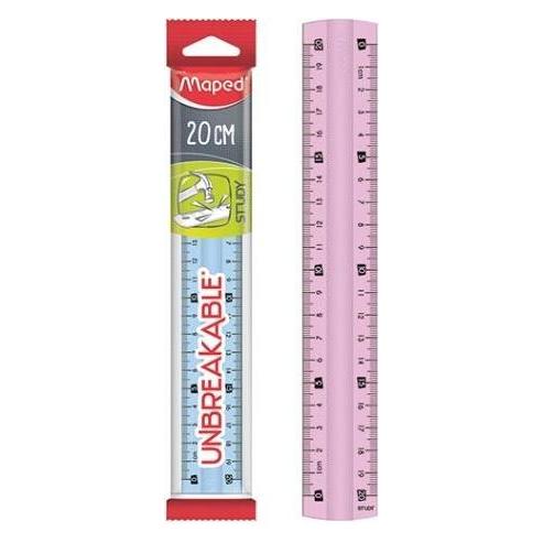 Maped Study unzerbrechliches Lineal 20cm Mix aus 2 Farben (20 cm, Kunststoff) (41954400)