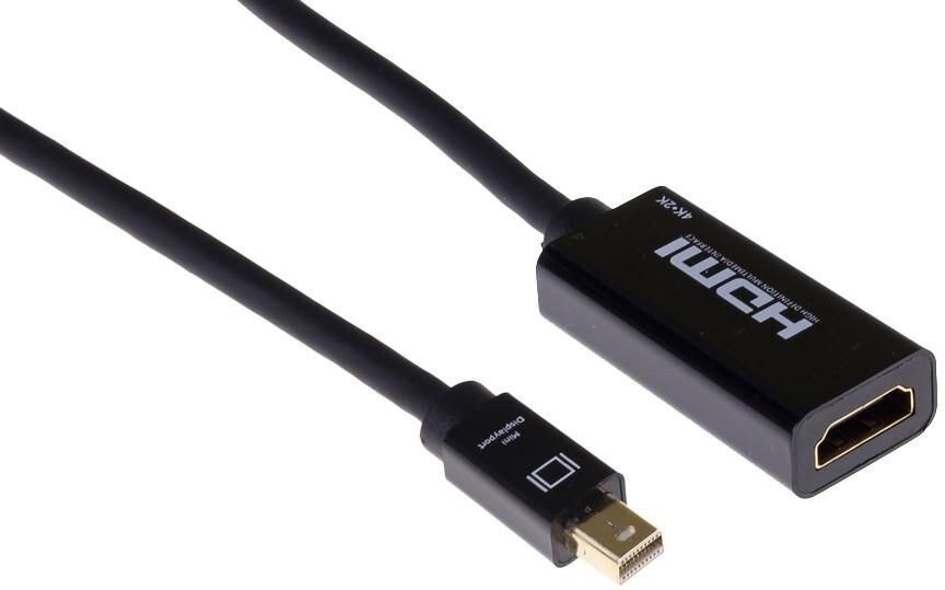 Mercodan PRO Mini DisplayPort to HDMI Adapter, Mini DP Male to HDMI Female, 0.15m, 4K@60Hz, ULTRA SOFT, Black