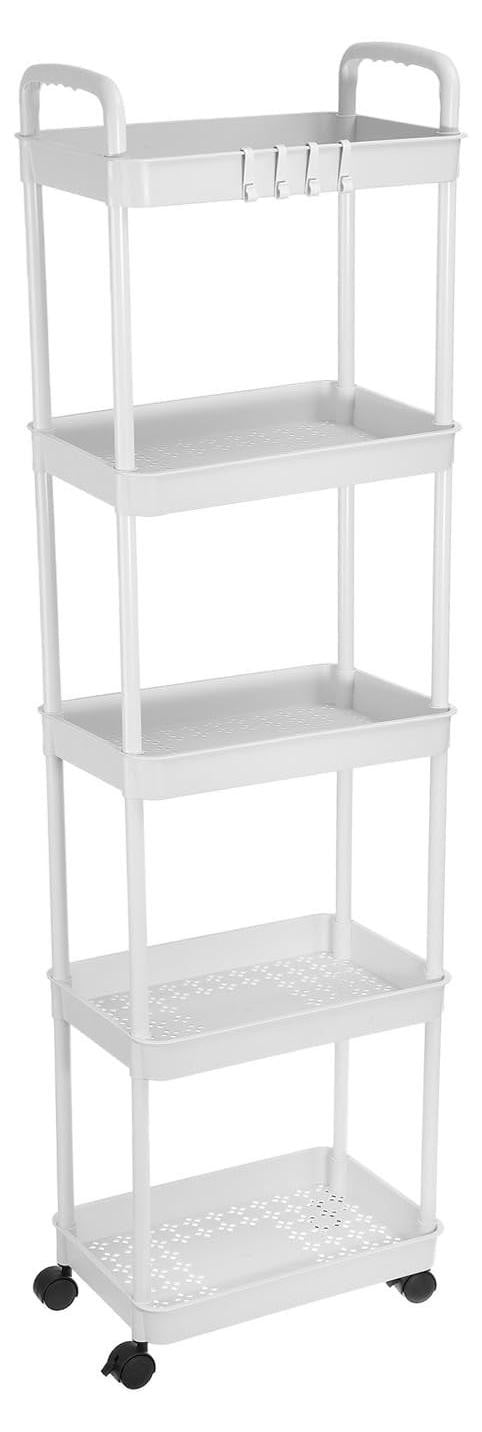 Merkloze 5-laagse trolley met wielen - Rolbare opbergwagen voor kamer en kantoor