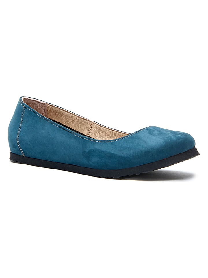 Comfortfusse Leder-Ballerinas in Dunkelblau - 36