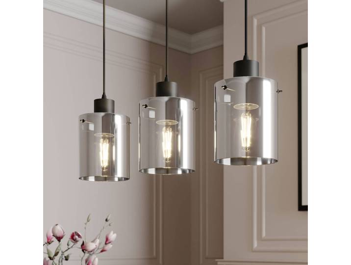 Glas Hängelampe Kourtney Lindby, dimmbar, schwarz, für Wohn- / Esszimmer, Modern, Pendelleuchte