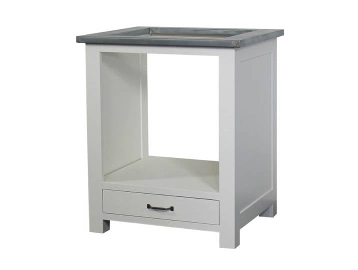 Weißer Backofenschrank mit Schublade im Landhausstil