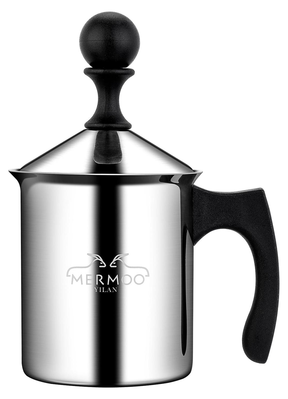 Dripio Melkopschuimer 400 ml, roestvrij staal, handmatig, dubbelmazig