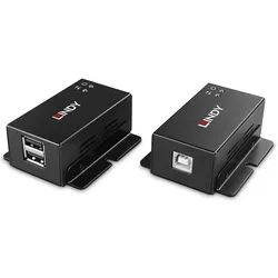 Lindy 50m 2 Port USB 2.0 Cat. 6 Extender 50m Verlängerung für 2 USB-Geräte mit bidirektionalem PoC, KVM Switch, Schwarz