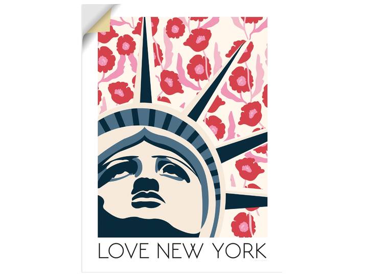 Wandbild ARTLAND Love New York , farbe bild(er): rot, B:60cm H:80cm, Bilder, Wandbild, als Alubild, Leinwandbild, Poster, Wandaufkleber in verschied. Grössen