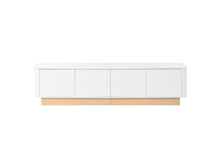 Meuble TV blanc design ondulé style luxueux 4 portes 200x40x47,5cm
