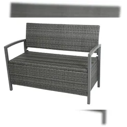 DELUKE Parkbank WOUTER mit Ablagefach - 117cm Breit, Alu/Kunststoff, Dunkelgrau | Gartenbank Wetterfest Terrassenbank Sitzbank Outdoor