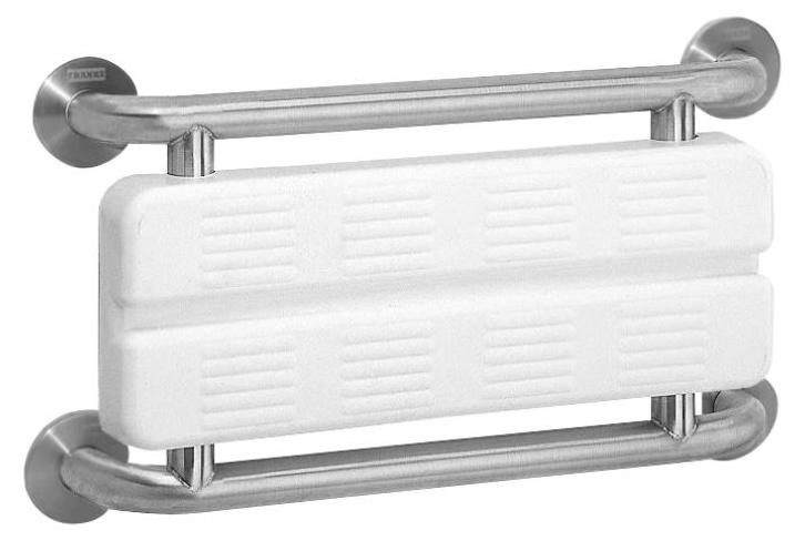 Robuster Duschklappsitz mit platzsparendem Klappmechanismus aus V2A-Edelstahl in Weiß