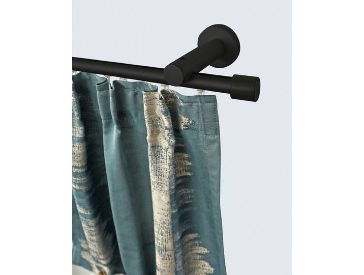 Gardinenstange GARESA KEA , schwarz, L:140cm Ø:20mm, Aluminium, Holzwerkstoff, Kunststoff, Gardinenstangen, Gardinenstange, Vorhanggarnitur, einfache Montage, verlängerbar, Wandmontage, Kappe