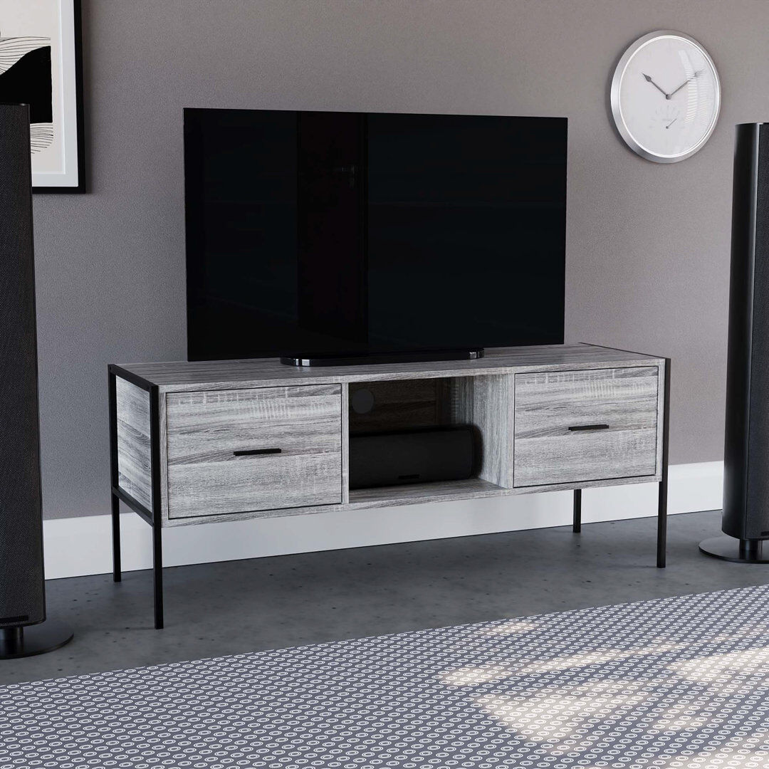 Borough Wharf Sylvie Industrial TV Stand With Storage Cabinet for TVs up to 55" Grey 55"