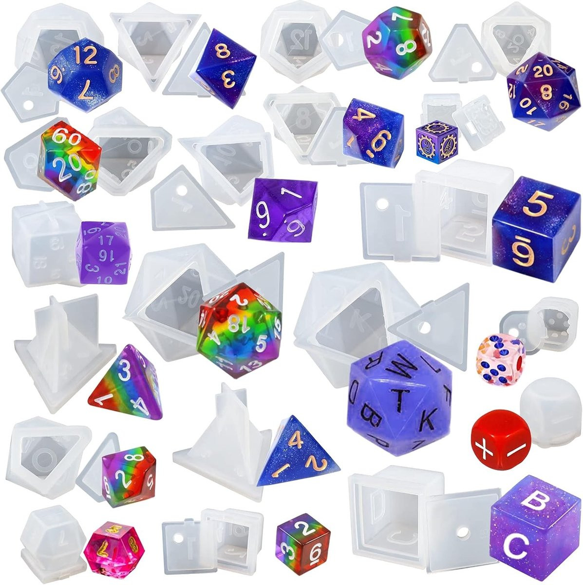 Role Play Cube Siliconen Vormpjes voor Letters en Cijfers - 20 Stuks voor Epoxy Hars Gieten en Creatieve Projecten
