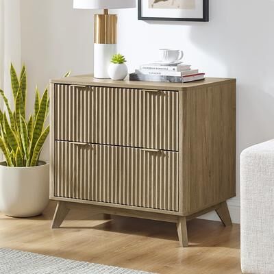afulyperfllc Modern Fluted 2 Drawer Lateral File Cabinet, Office Storage Cabinet