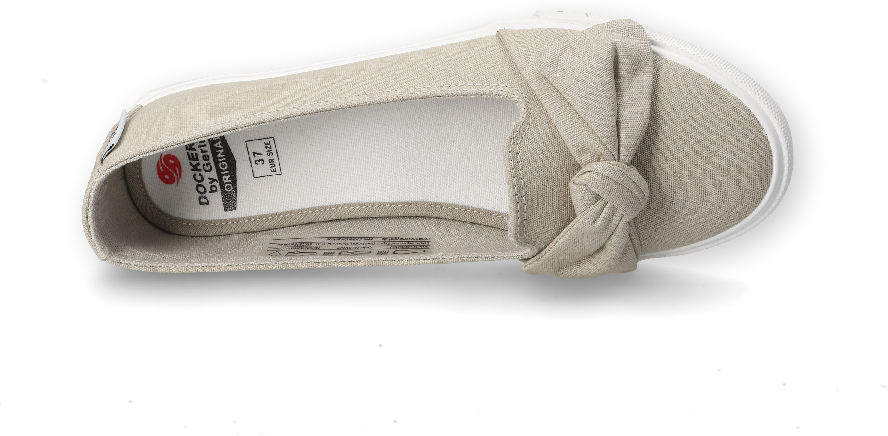 Ballerina DOCKERS BY GERLI, Damen, Gr. 44, Textil, grau, unifarben, Schuhe Ballerina, Freizeitschuh mit auffälliger Schleife grau 44, Textil