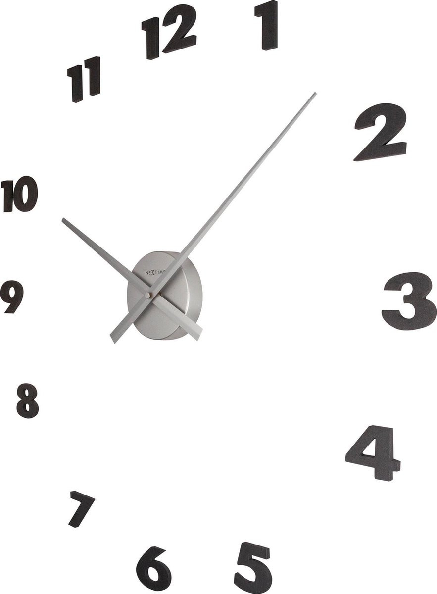 NeXtime Wandklok Small Hands - Zilver - Aluminium - B: 48 cm, D: 3 cm