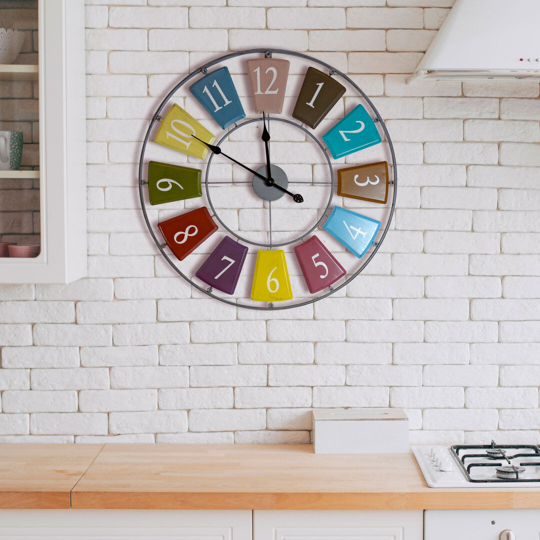 Brayden Studio Chanice Candy Colourful Skeleton Oversized Wall Clock - 68 cm / 27 in Silver 172.72cm W X 438.71cm H X 6.35cm D