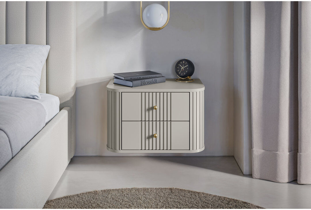 Ivy Bronx Dayzee 56 cm W Bedside Table Cashmere/Cashmere/Cashmere/Gold 36cm H X 56cm W X 38cm D