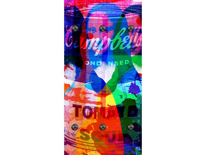 Wandgarderobe QUEENCE Mona Lisa Abstrakt Collage , bunt, B:50cm H:100cm T:2cm, Acrylglas, Garderobenpaneele, Wandgarderobe, Wandpaneel aus Acrylglas inkl. 6 Edelstahlhaken in schwarz matt