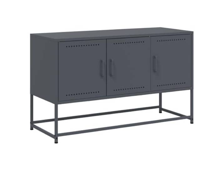 LKJephalotrop TV-Schrank Anthrazit Stahl 100,5x39x60,5 cm TV-Lowboard Industrie-Design TV-Ständer mit 3 Fächern aus Metall für Wohnzimmer & Schlafzimmer. Mit Wandhalterung.