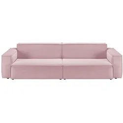 KAWOLA Sofa SAMU 2-Sitzer Feincord rosa
