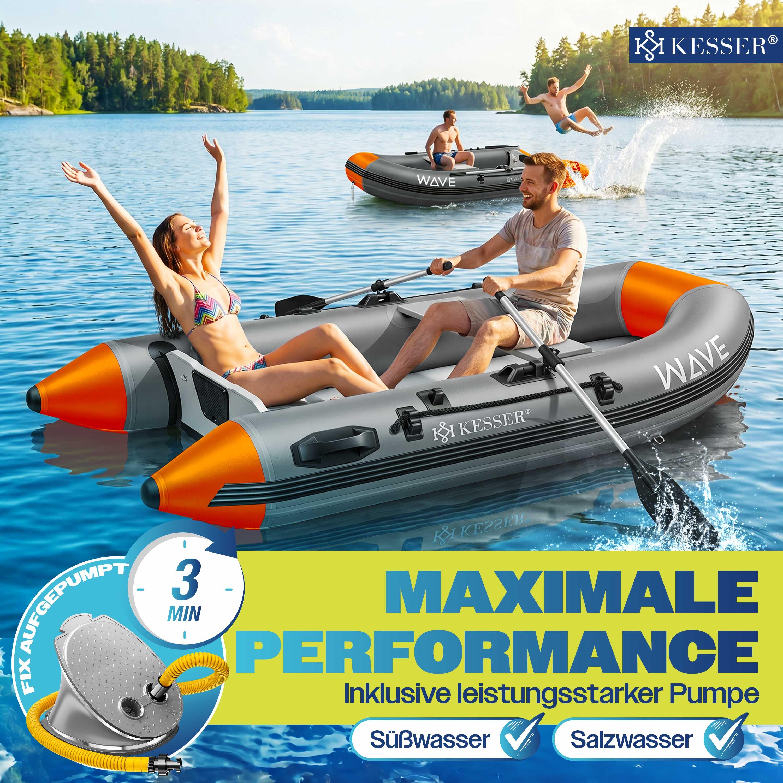 KESSER Schlauchboot für 2 Personen, motorisierbar, aufblasbares Paddelboot