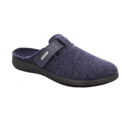 Pantoffel ROHDE "Bari", Damen, Gr. 39, Filz, blau (nachtblau), Schuhe, Hausschuh, Clog mit Klettverschluss-Riemchen
