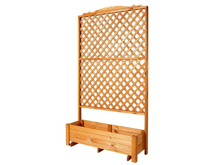 Spalier PROMADINO Romantica , braun (honigbraun), B:120cm H:210cm T:38cm, Massivholz, Rankhilfen, Spalier, mit Pflanzkasten, BxTxH: 120x38x210 cm