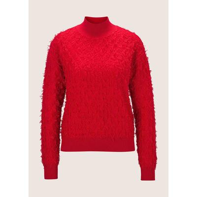 Longpullover MADELEINE "Pullover Strickpullover in Fransenoptik", Damen, Gr. 40/42, rot, Modern, slim fit, Pullover Longpullover