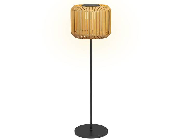 Outsunny Rattan Solarlampe, Wegleuchte mit Warmweißem LED Licht, Lichtsensor, Stahl, Gelb, Kunststoff, LED integrated, 34x130x34 cm, Lampen & Leuchten, Außenbeleuchtung, Außenleuchten