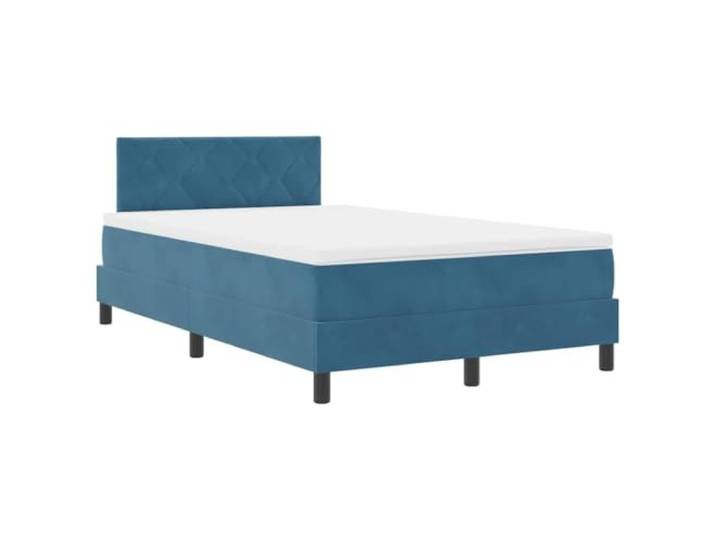 KTHLBRH Bett mit LED-Beleuchtung, dunkelblau, 120 x 190 cm, aus Samt Atmungsaktiver Samt, massives Kiefernholz, RGB-LED, 2-fach höhenverstellbares Kopfteil, Taschenfedern