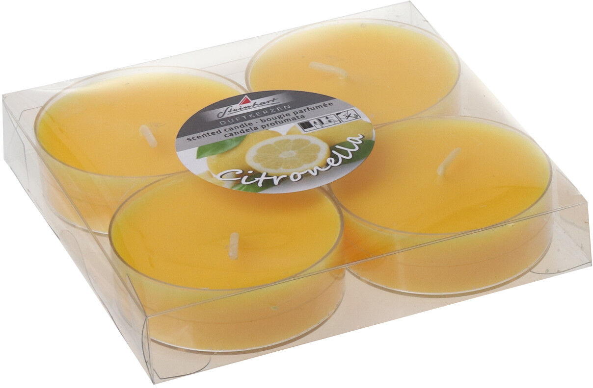 Steinhart Kerzen Steinhart Maxi-Teelichter Citronella Ø 5,9 x 2 cm gelb 4er Pack