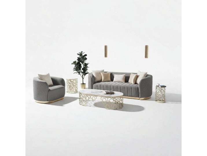 Xlmoebel 3-Sitzer Ovale Couch im Samt für stilvolles Wohnzimmerdesign, 3-Sitzer 1 Teile, Made in Europa