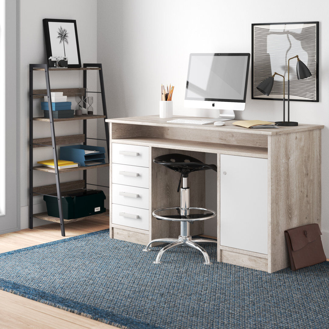Zipcode Design Canonero Foldable Writing Desk Sand Oak/White 75.8cm H X 126cm W X 55cm D
