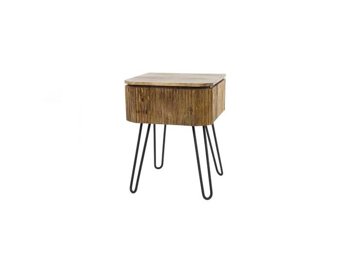 Kawola Nachttisch Heve Holz Mango, Zwetschgeholzfarben, Echtholz,Mangoholz, 1 Schubladen, Rechteckig, 45x60x40 cm, Schlafzimmer, Nachtkästchen