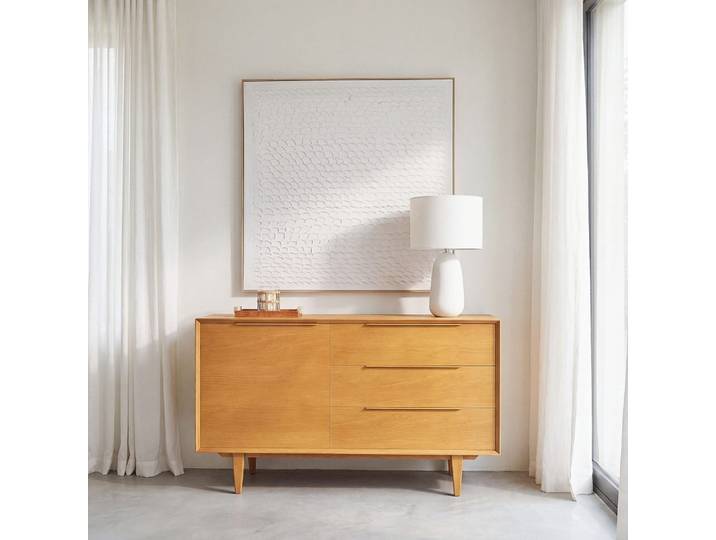 Buffet en bois de chêne massif et placage chêne, L130 cm