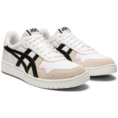 Sneaker ASICS SPORTSTYLE "JAPAN S", Gr. 46,5, schwarz-weiß (weiß, schwarz), Leder, Synthetik, Schuhe Skaterschuh Herrenschuh Sneaker low Sneaker Retrosneaker