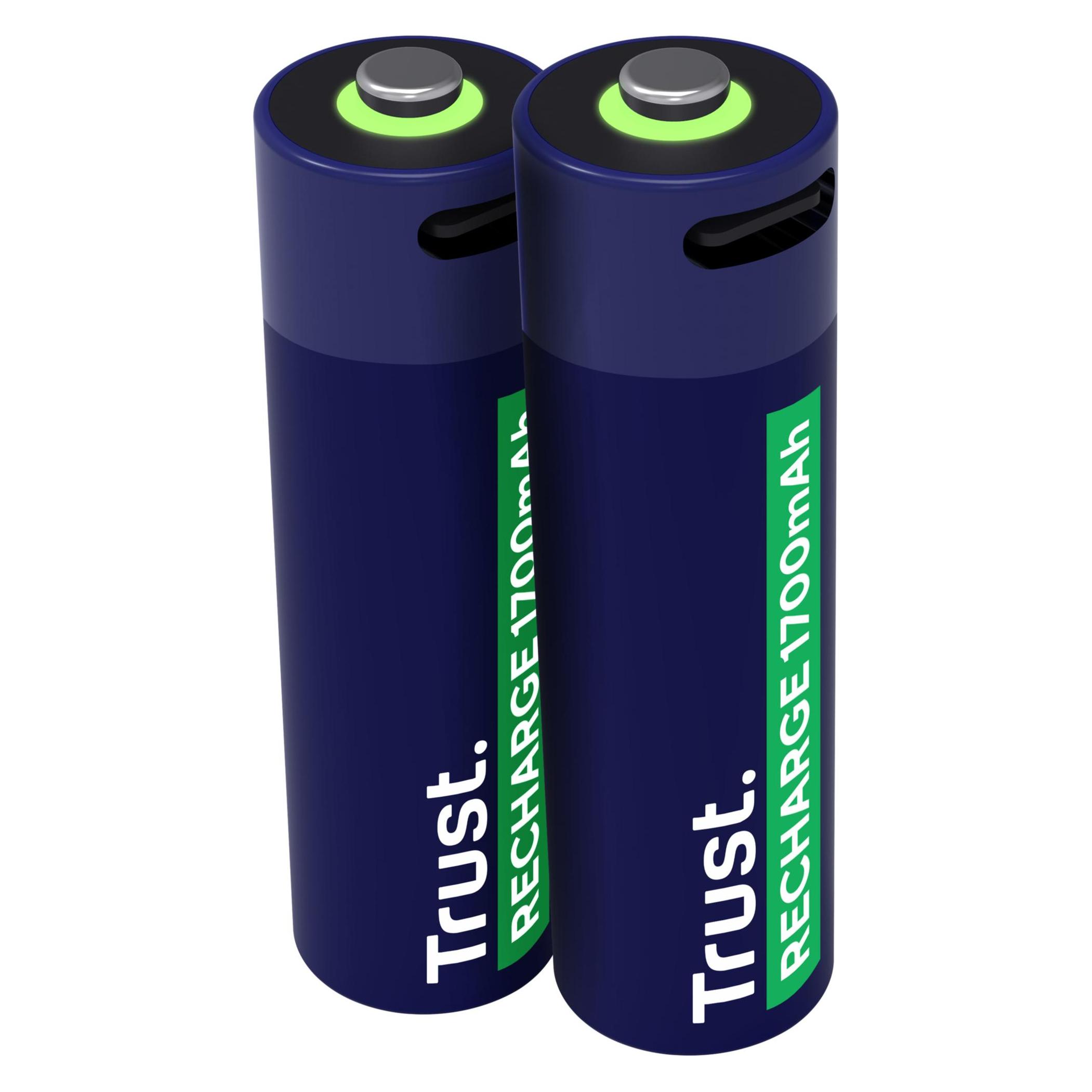 Trust USB-C Rechargeable Batteries 2p (2 Stk., AA, 1700 mAh) (25584)