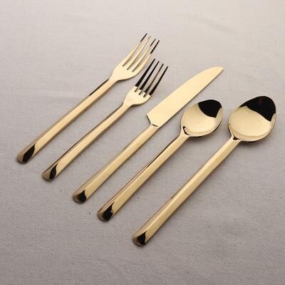 INOX ARTISANS Broacade Bronze PVD 5 Pc. Flatware Set