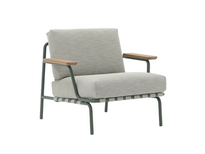 Muuto - Settle Outdoor Lounge Chair, grün / dunkelgrün (Stoff Ribbed Weave 2)