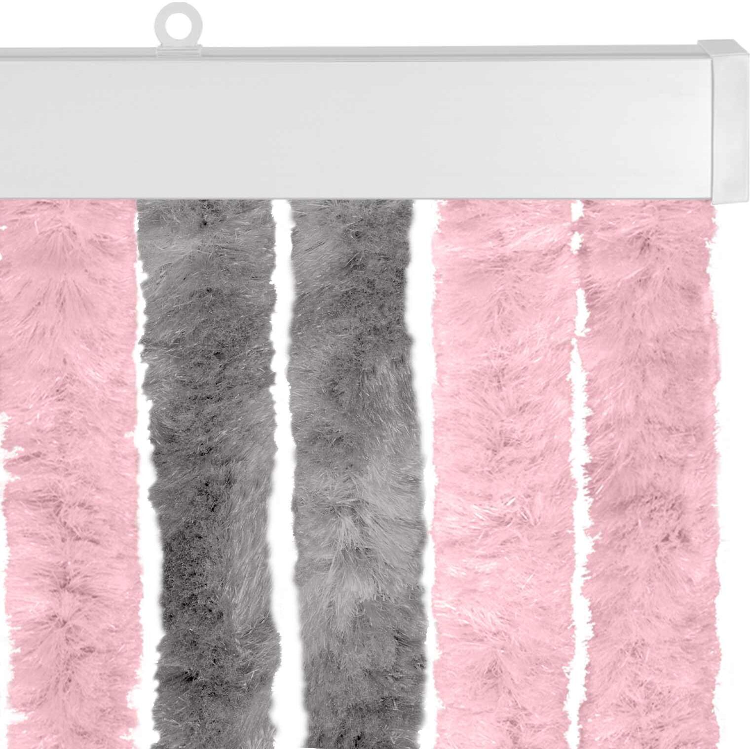 vidaXL Rideau anti-insectes en chenille Gris Argent et Rose