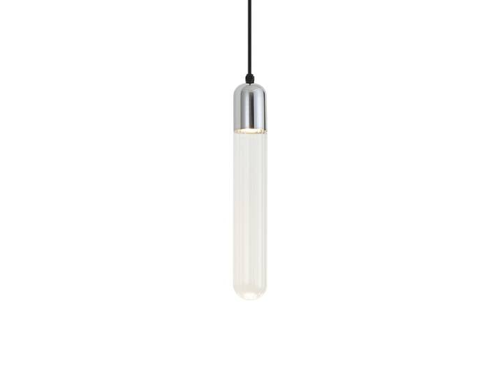 Suspension Art Déco Chrome avec verre nervuré IP44 - Walcott